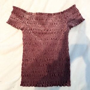 Aeropostale Mauve Velvet Off-the-Shoulder Top